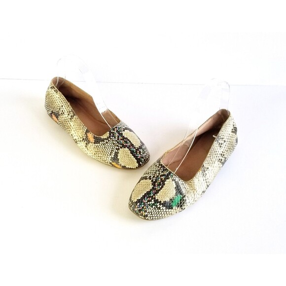 Madewell Shoes - MADEWELL The Cory Flat Snake Embossed Leather Sz 6.5 Light Umber Slip On Shoes